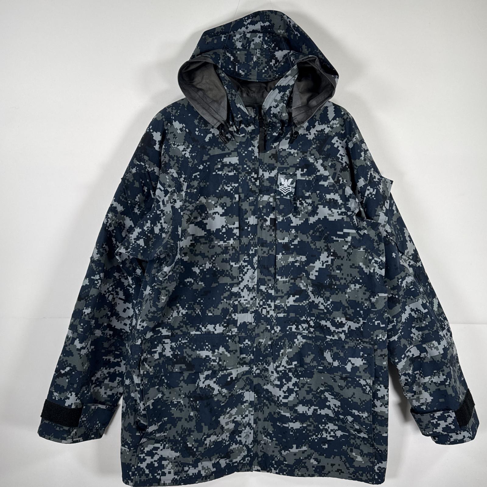 古着 ミリタリージャケット ECWCS GORE-TEX デジカモ ゴアテックスパーカー 米軍 実物 カモフラ 迷彩 medium long ネイビー メンズ