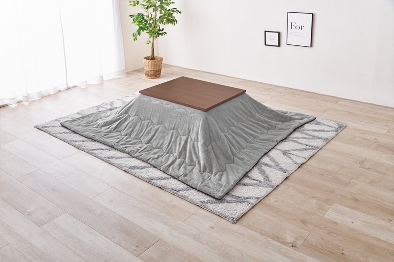 こたつ コタツ テーブル 掛布団 2点セット ウォールナット/グレー 75x60cm コタツ掛布団セット オールシーズン シンプル 長方形 なめらか素材 保温