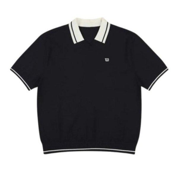 半袖Tシャツ VQA W233001TPS81-NVY 男性 Vネック ニット 半袖 ポロ