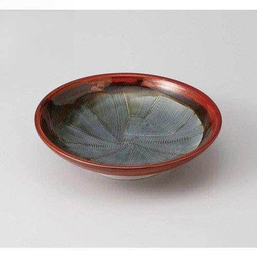 3個セット赤釉目アリ 7.0うどん皿 [ 22.5 x 5.8cm 790g ] 【 麺皿 】 【 料亭 旅館 和食器 パスタ 飲食店 業務用 】