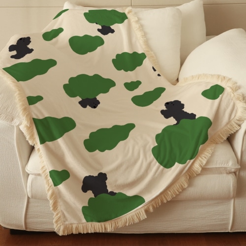 両面5mmマイクロファイバーブランケット 毛布 四季適用 なめらかで心地よい肌触り 洗える タッセル(100X150) キンミン 「わんちゃんと森の冒険」