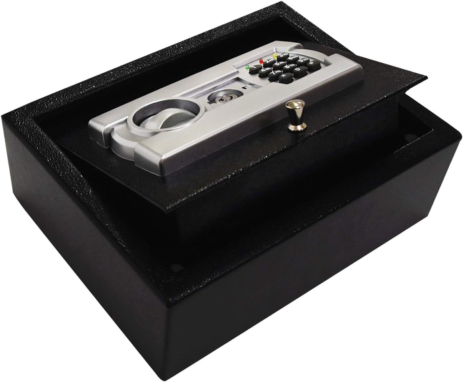 MRG 電子テンキー式 上部開閉式 金庫 3.4L 小型 上開き ホテル金庫 防犯金庫 電子金庫 店舗用 緊急キー2本 日本語説明書付 (ブラック)