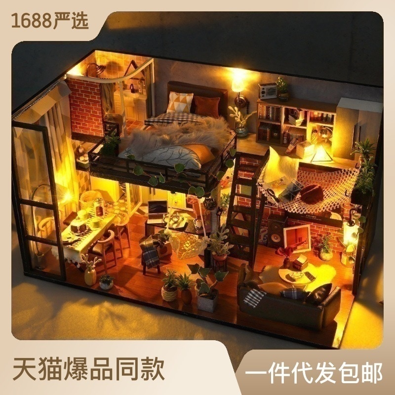 キャビン手組み立てハウスモデルおもちゃフェスティバルギフト Diy 立体パズル