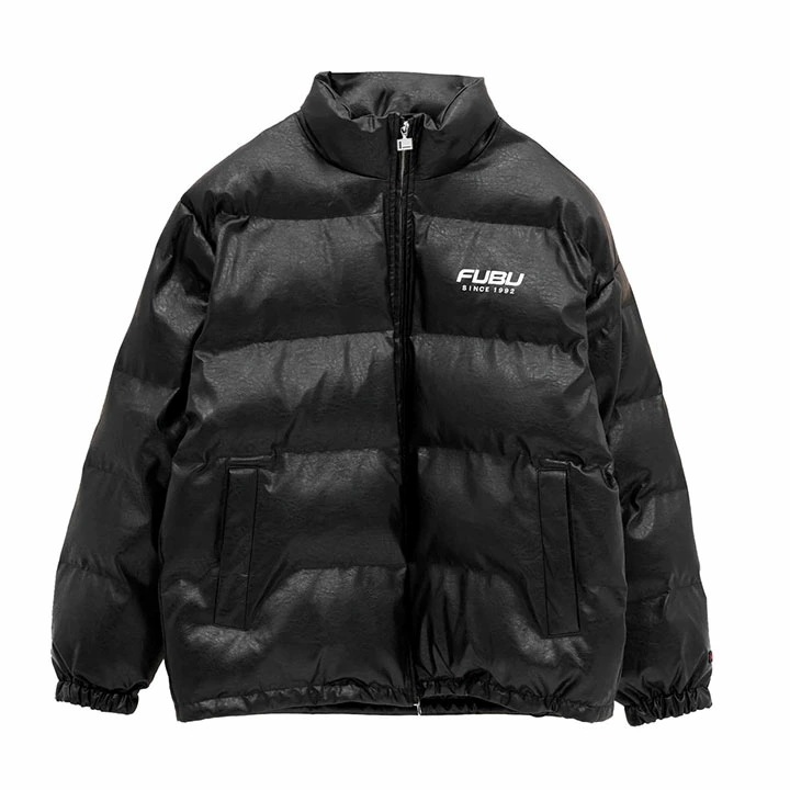 FUBU アウター 長袖 レザージャケット ブルゾン 人気 メンズ 春秋冬用 黒 大きいサイズ フブ 革ジャン 刺繍 ZIPUP 袖ロゴ ビッグシルエット ブランドロゴ