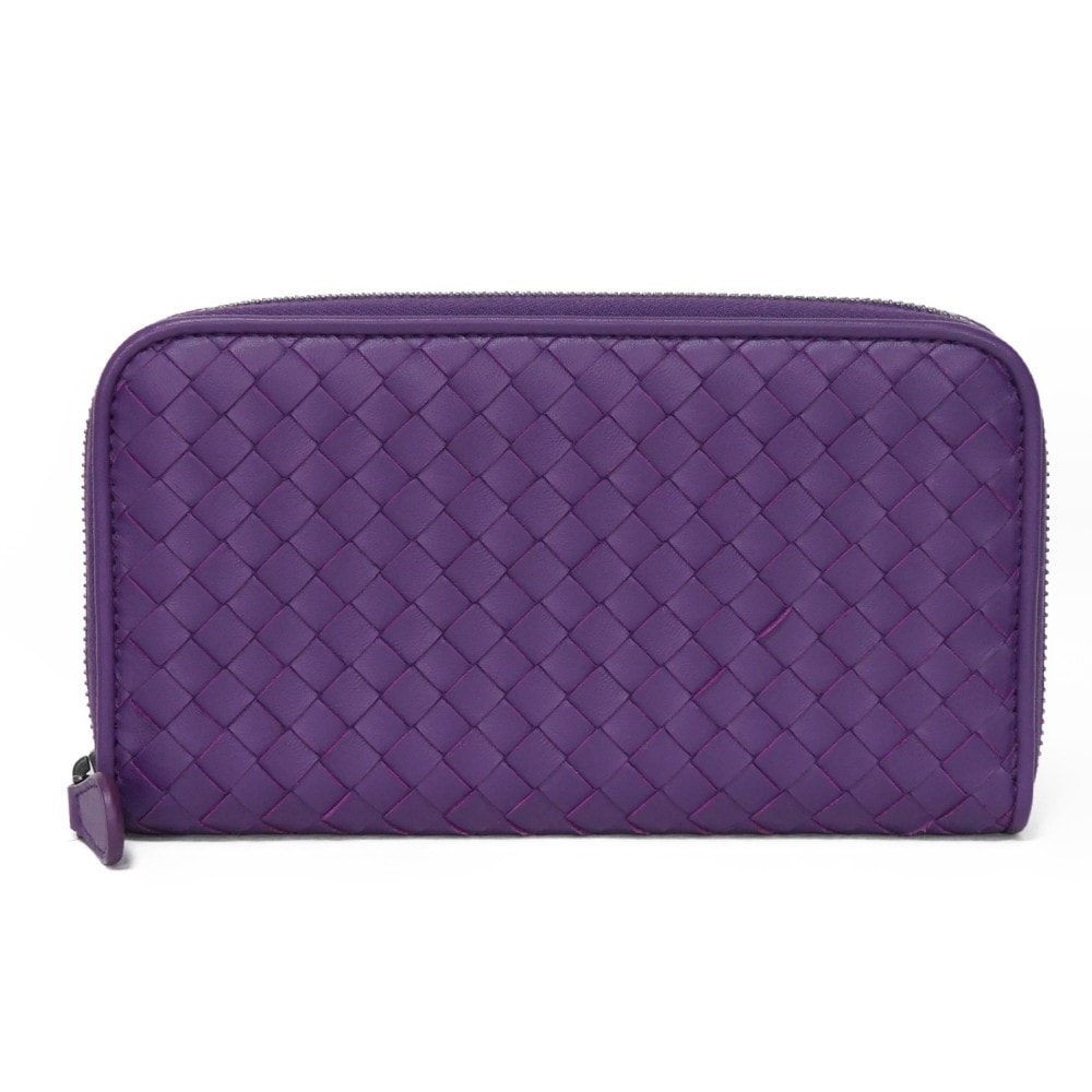 【中古】BOTTEGAVENETA 長財布 ナッパ ラウンドファスナー 美品 ジップアラウンドウォレット イントレチャート 518389 V001N 5213