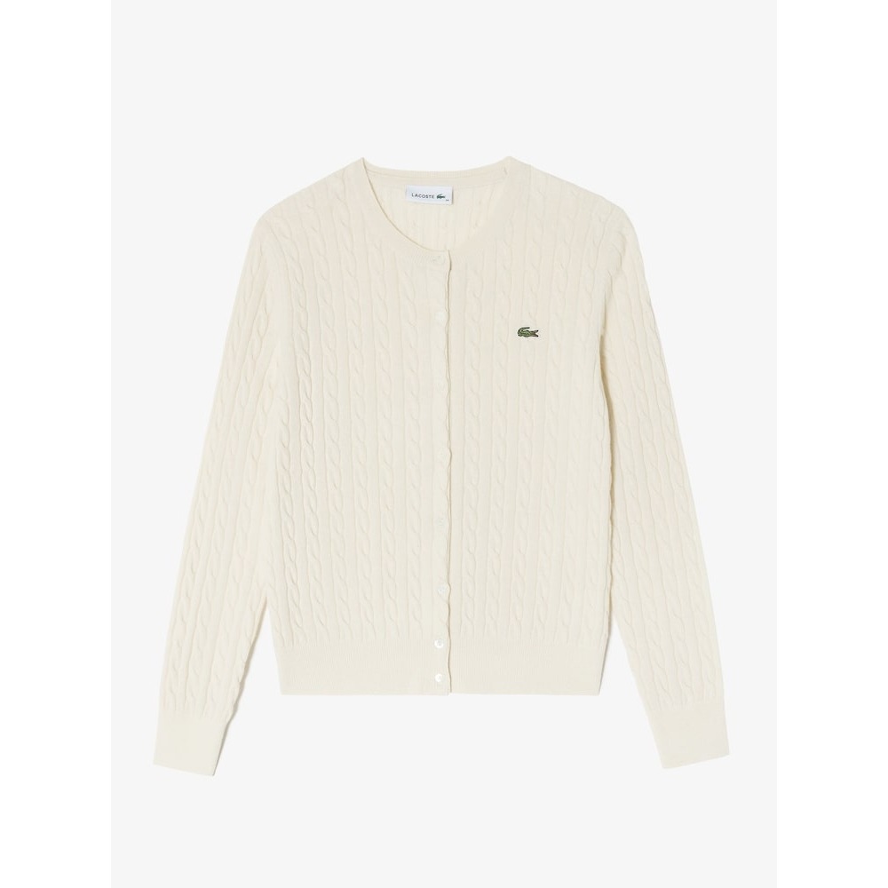 LACOSTE 女性用ケーブルクルーネックカーディガン AF091E-54N XFJ Q2NAF091E-54NXFJ