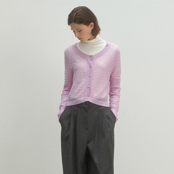 (CD-2139)SKASHI PUNCHING ALPACA CARDIGAN