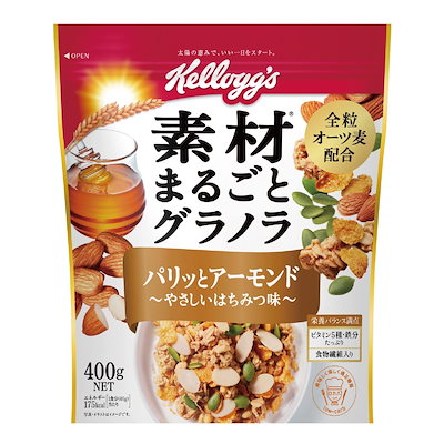 他サイト： ケロッグ 素材まるごとグラノラ パリッとアーモンド やさしいはちみつ味 400g ×6袋の商品画像