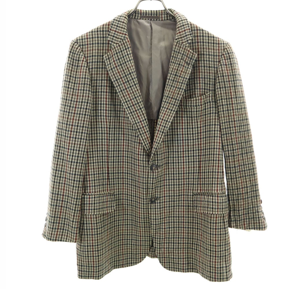 バーバリーズ 90s ウール オールド チェック 長袖 テーラードジャケット 98-88-175 ベージュ系 Burberrys サイドベンツ メンズ