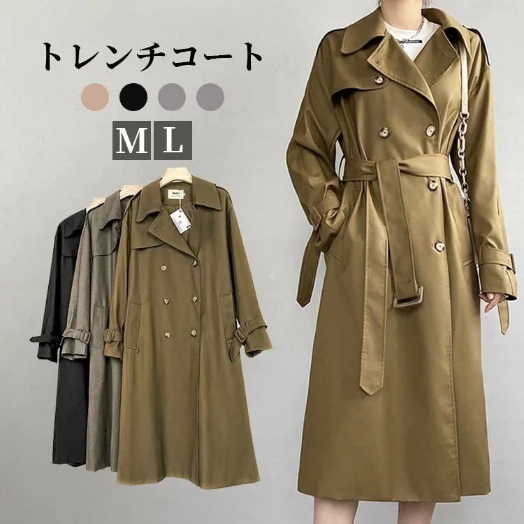 トレンチコートスプリングコートレディース春春冬春ロングコート羽織りトレンチアウターコートロング丈裏地付きゆったり大きいサイズきれいめおしゃれオリジナルカジュアル通勤オフィス入学式入園式卒業式