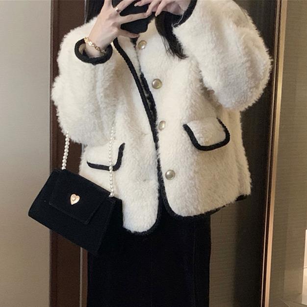 Hot!!!人気沸騰 ボアジャケット レディース 秋冬 ふわふわ ノーカラー アウタードロップショルダー 長袖 無地 白 おしゃれ かわいい