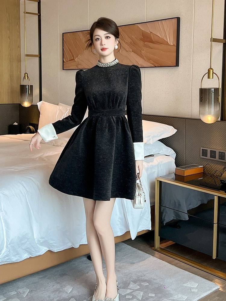 【JY.上品】 2025秋新品 ダイヤモンド飾り ショートワンピース ドレス パーティー キャバ 大人 同窓会 披露宴 卒業式 結婚式 演奏会 ウェディング 二次会 メガ割