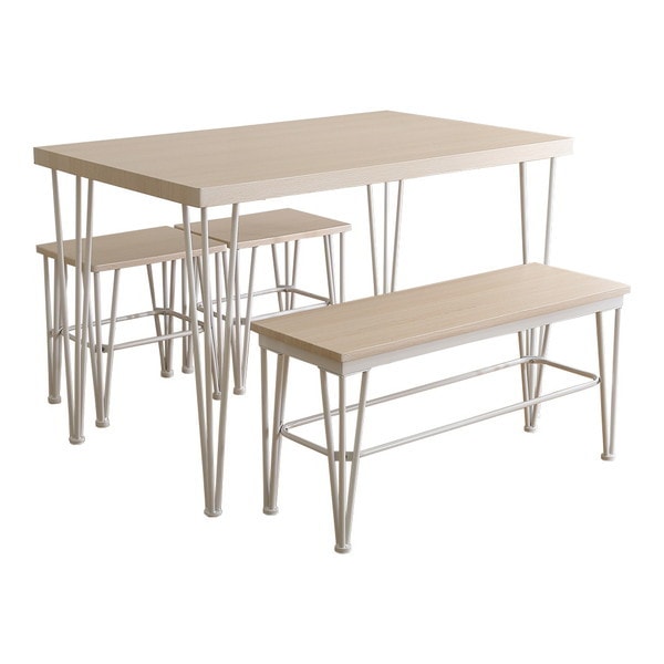 ホームテイスト FRCB-4 さわやかなダイニング4点セット テーブル+椅子2脚+ベンチ1脚 ホワイトオーク メーカー直送 16,133円