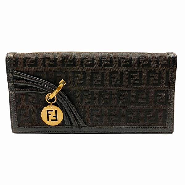 フェンディ FENDI ズッキーノ ブラック ゴールド金具 長財布