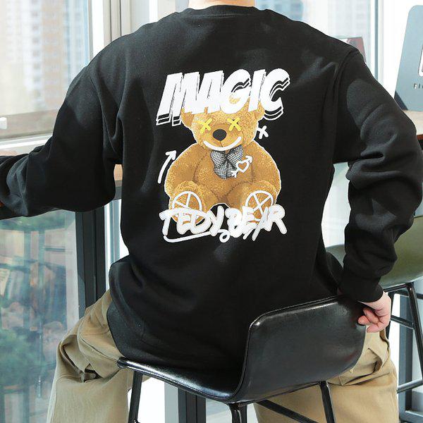 WMDメンズビッグサイズマジックベアプリントスウェットシャツ