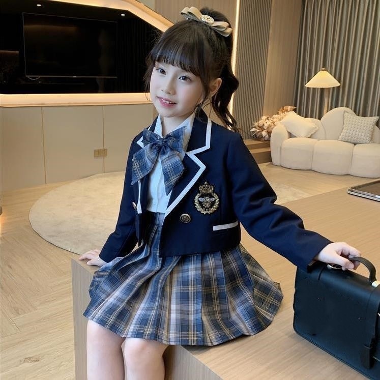 最短出荷 涼しく楽ちんセットアップセットアップスーツセットアップjk制服韓国子供服ベビー服 女の子子供服 女の子 JK制服スーツ ミドルキッズスーツ ジャケット＋シャツ＋プリーツスカ 5,119円