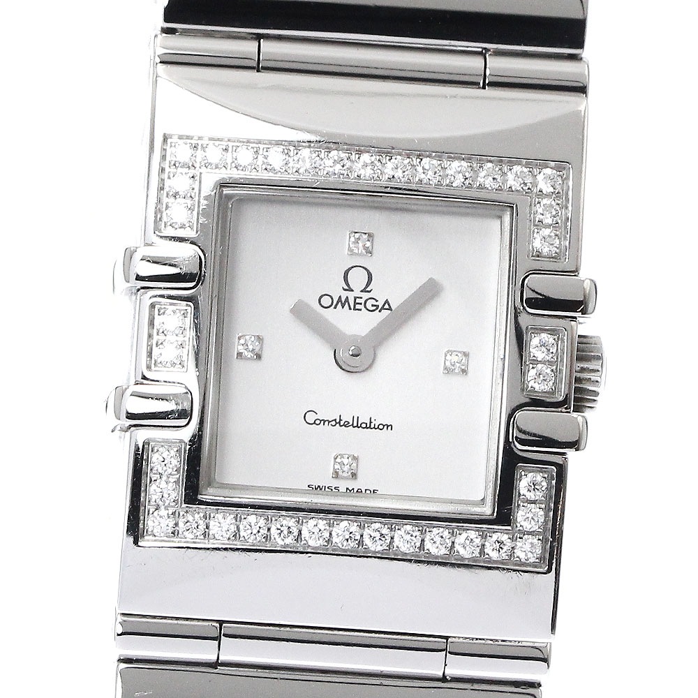 オメガ OMEGA 1528.36 コンステレーション カレ クアドラ ダイヤベゼル 4P クォーツ レディース 箱・保証書付き_878382【中古】