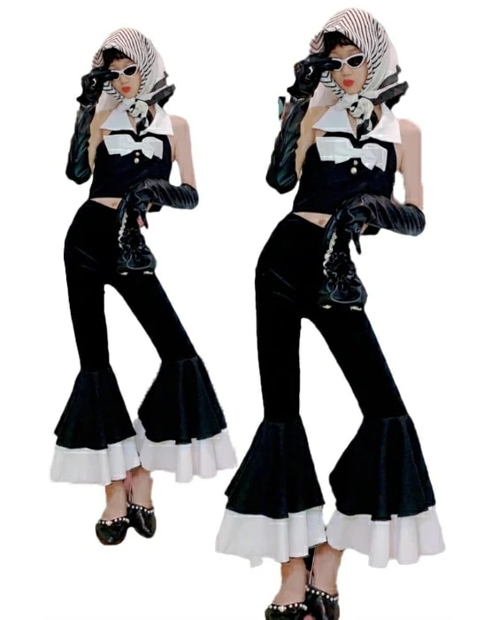 練習着 jazz ガールズ ゴールデンウィーク キッズ ラッパパンツ 応援団 ヴィンテージ風 女の子 チアダンス トップス 演出服 イベント 団体 hippop お嬢様風 110-160cm ステージ