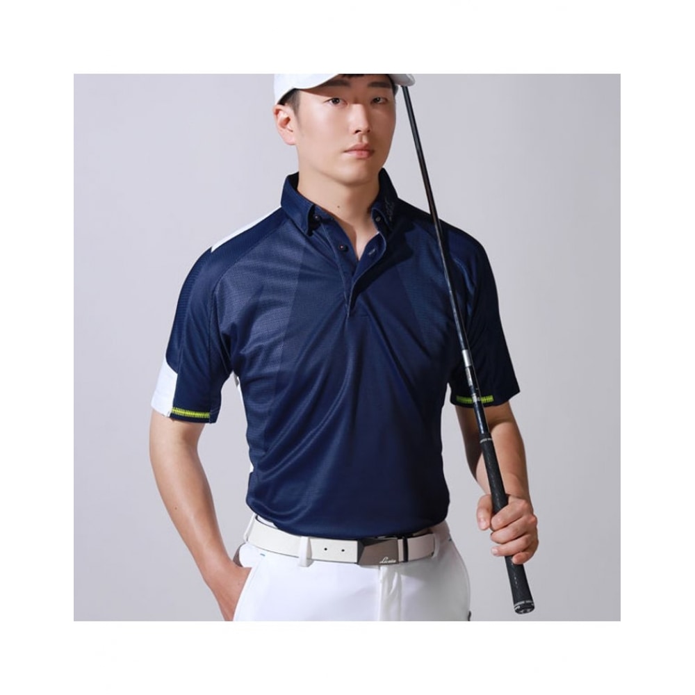 アディダスゴルフアディダス SS メンズメッシュ斜め半袖Tシャツ FJ3802 ネイビー