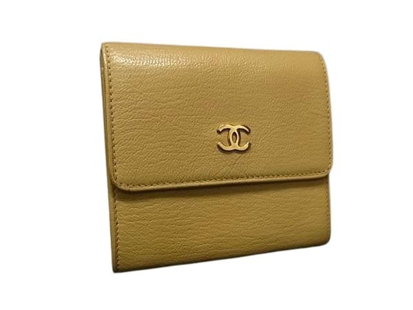 財布 ココマーク レザー - Wホック 三つ折り 財布 ゴールド金具 ベージュ ミニ財布 コンパクト ウォレット 小銭入れ レディース 小さい 人気 ブランド プレゼント【本物保証】 26,625円