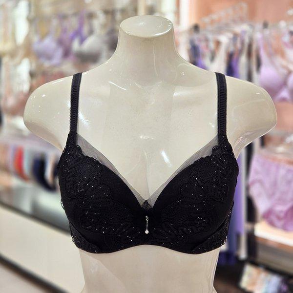 ブラッククチュール部分パッチ刺繍モールドブラ BR977A-BK_s