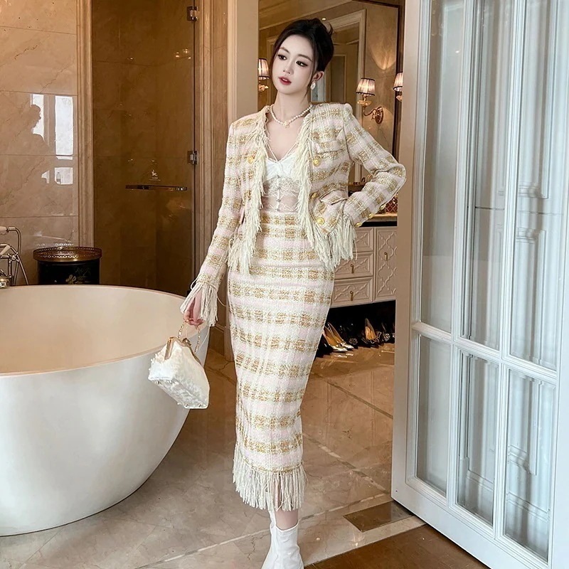 【JY.上品】 2025秋冬 上下セット フリンジ セットアップ ドレス パーティー キャバ 着痩せ 大人 お呼ばれ 同窓会 披露宴 卒業式 結婚式 ウェディング 二次会 成人式30%までに制限