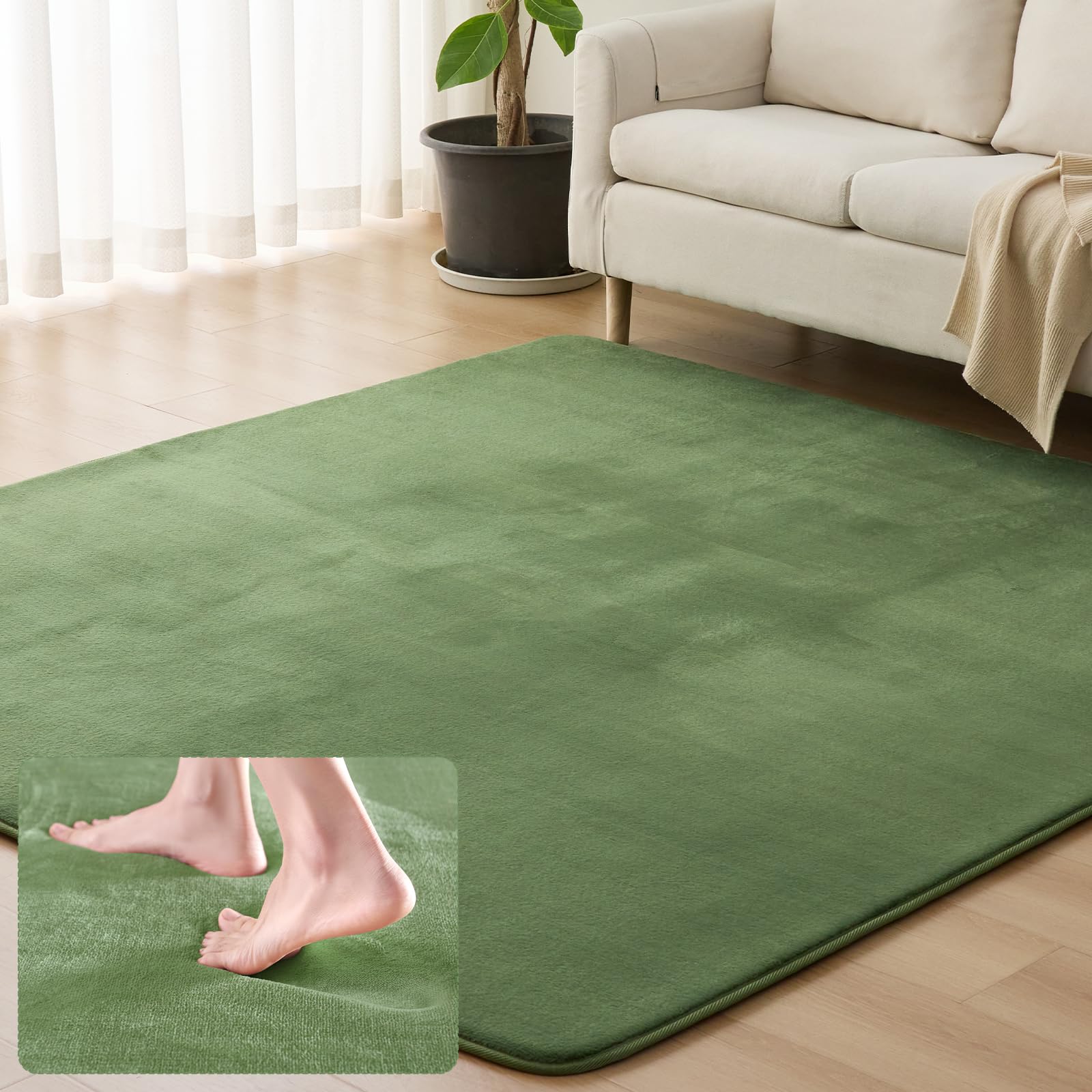 Sun Deco ラグ カーペット 低反発 ラグマット 極厚 135x185cm 1.5畳 オールシーズン 滑り止め付 抗菌 防臭 防ダニ 踏み心地ふわふわ 厚手 フランネルラグ 接着剤不使用 床暖房