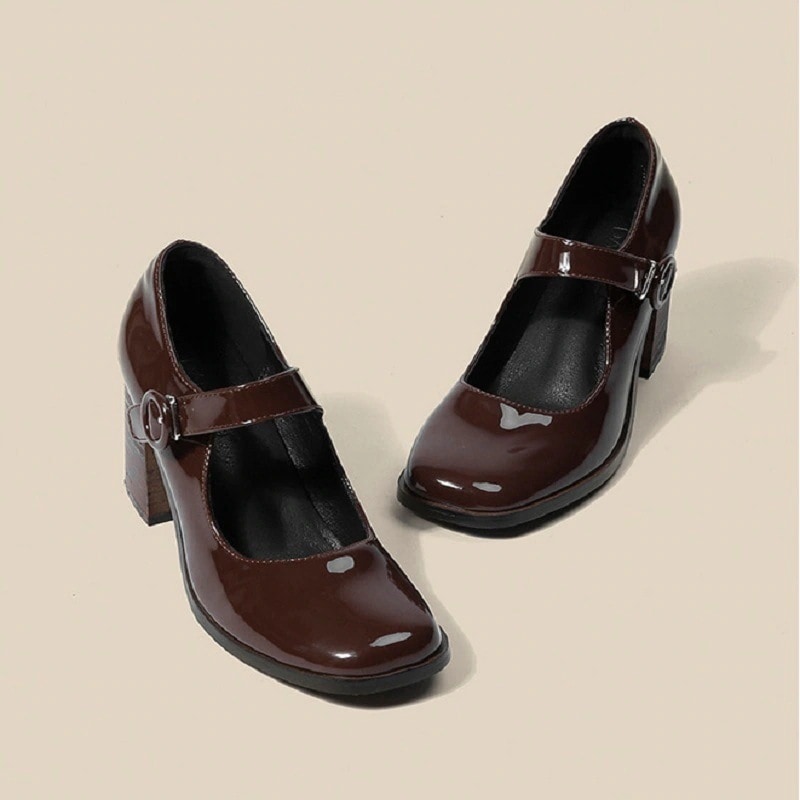 パンプスローファー厚底シューズヒールパンプスメリージェーンシューズハイヒール太ヒールおしゃれ英伦風レトロ高輝度ヒールの高さ7.5cm