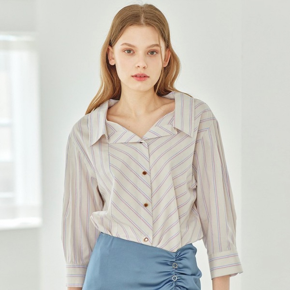 (リアーナニューヨーク) オープンカラーストライプシャツ RPDWBL040