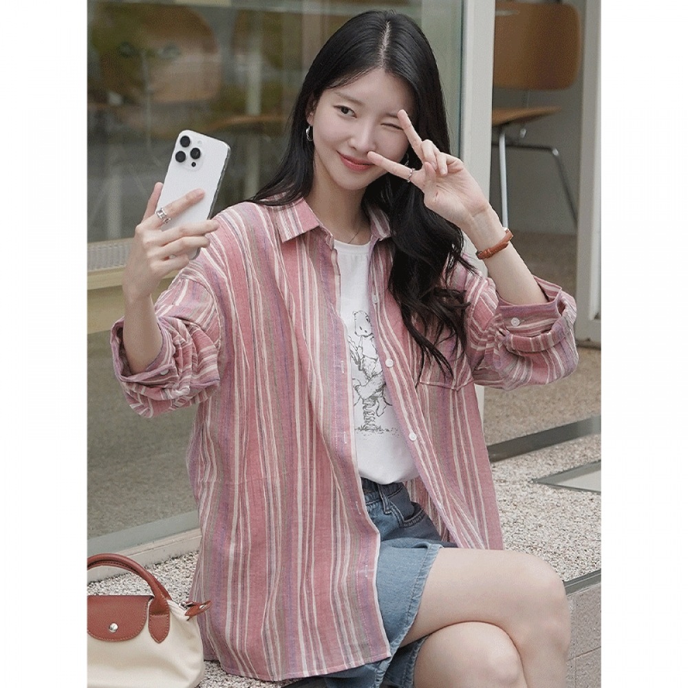 Click & Funny サンディポケットストライプシャツ