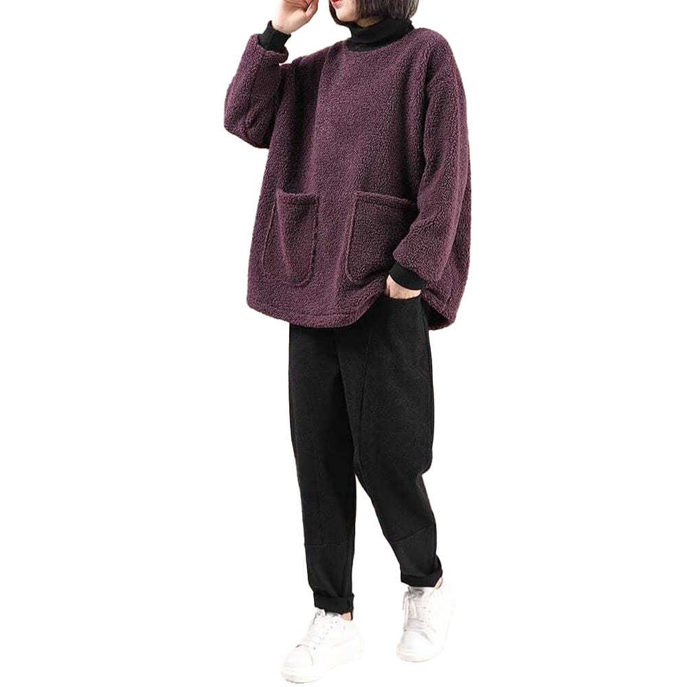[最安値挑戦]！冬服 アウター あったか 体型カバー 着痩せ ゆったり プルオーバー ハイネック トップス 大きいサイズ 秋冬 レディース ボアトレーナー