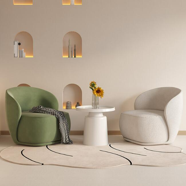 背もたれクッション無料付きプレゼント一人用ソファー休憩エリア応対商談テーブルチェアユニットデザイナーソファーチェアレジャーシングルチェア美容室　丸いチェア　丸い椅子