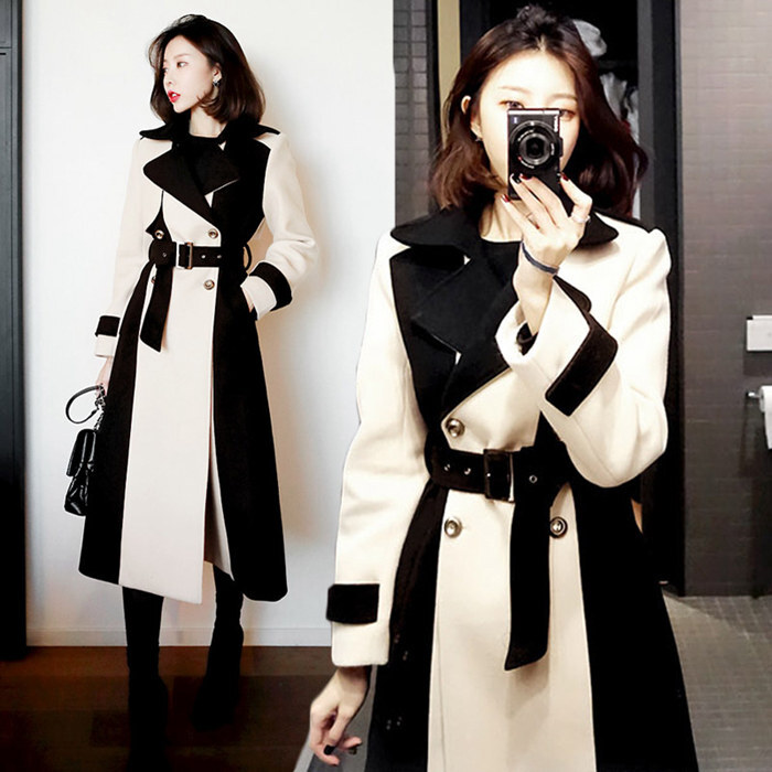 人気アイテムオーバーサイズ ロング コート バイカラー アウターシルク裏地 b595