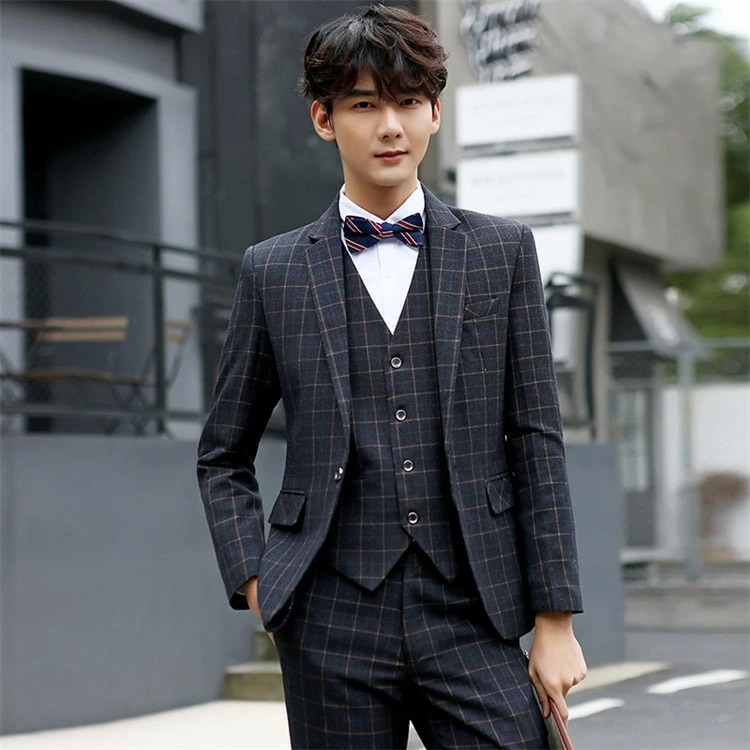 売り切れ注意メンズ スーツ チェック柄 3ピーススーツ おしゃれ スリーピース 結婚式 二次会 タキシード suit 細身 花婿 紳士用 ビジネススーツ セレモニースーツ 就職 通勤 入社 スリムスー 5,008円