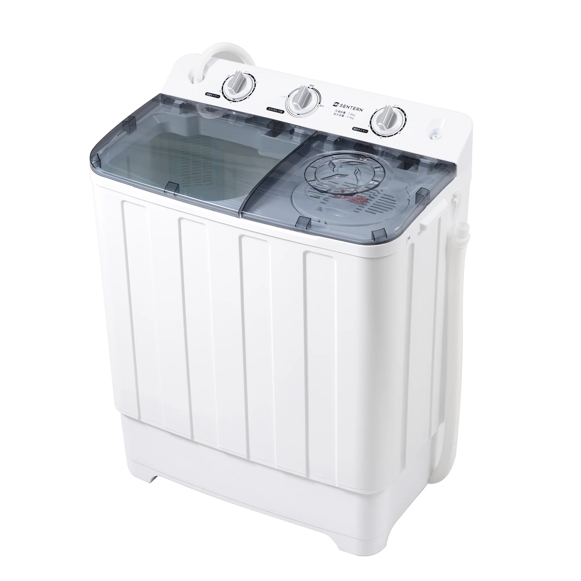 【国内発送.送.料.無.料！】【新品】洗濯機洗濯容量7.6kg脱水容量5.5kgキレイ7.6キロコンパクトタイマー一人暮らし二槽式洗濯機節電まとめ洗い縦型洗濯機脱水器ホワイト部屋干し洗濯物きれい引