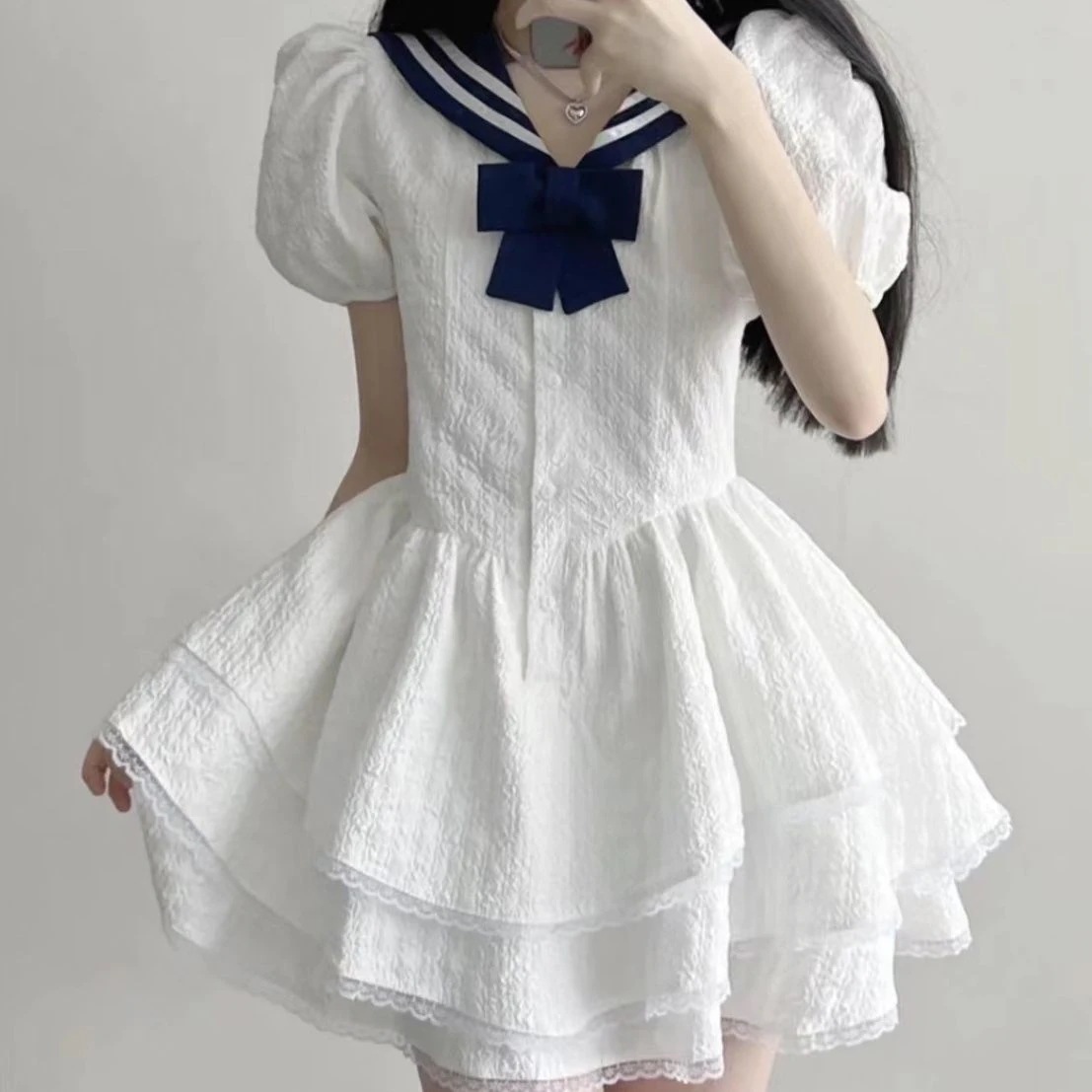 ロリータドレスロリータ二次元クリスマスコフレメイド服 韩国 サンタコスプレロリータ二次元ロリータ ワンピース 海軍領 リボン本 プリンセス風 ワンピース 4,643円