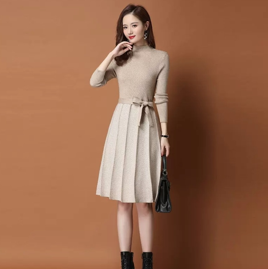 ワンピース デート ニットソー フレアワンピース ミモレ ミモレ丈 袖あり 長袖 かわいい 大人可愛い きれいめ シンプル カジュアル 大人 上品 おしゃれ お洒落 かっこいい 大人女子 こなれ感