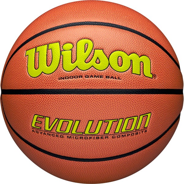 Wilson ウイルソン EVOLUTION ゲームボール オレンジ／オプティカルイエロー 7号 バスケットボール 競技ボール7号 0595XB0703