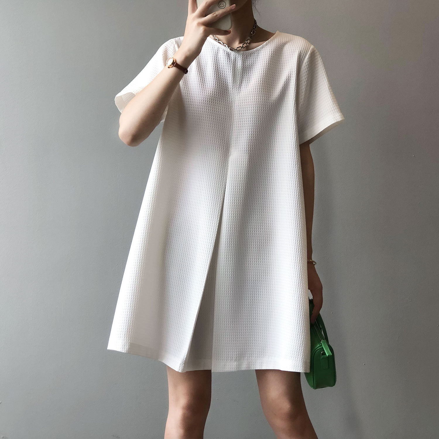 人気沸騰ブラドン ワンピース ミニ ミニ丈 半袖 ラウンドネック ワイド Aライン プリーツ かわいい 大人可愛い その他 ワンピース ドレス サイズ M Www Pulse Orange Cm