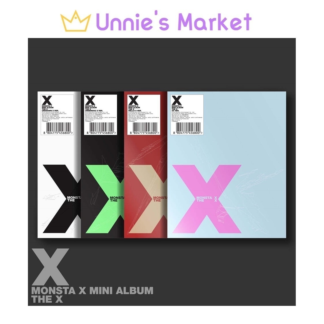 [SET] MONSTA X - THE X Mini Album (UNKNOWN X Ver./ UNDERDOG X Ver. / HELLO X Ver./ XX Ver.)