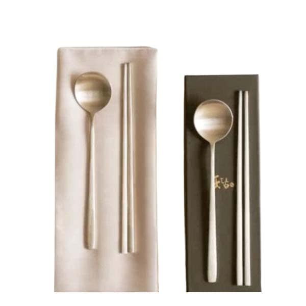 上質の真鍮製の箸スプーン2人用セット 食器セット　食器　カトラリー