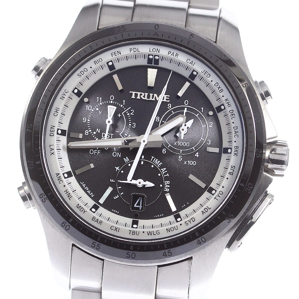 トゥルーム TRUME TR-MB5003B GPS ライトチャージ ソーラー電波 メンズ 箱保証書付き_759263【中古】