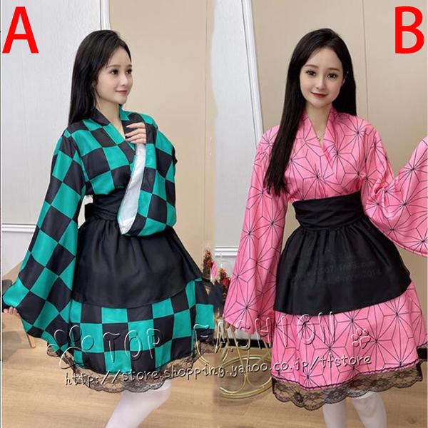 931コスチューム 竈門炭治郎 禰豆子 メイド 服 可愛い 和服 コスプレ衣装 仮装 舞台装 変装 アニメ レディース ハロウィン イベント 祭りcosplay ドレスアップパーテ