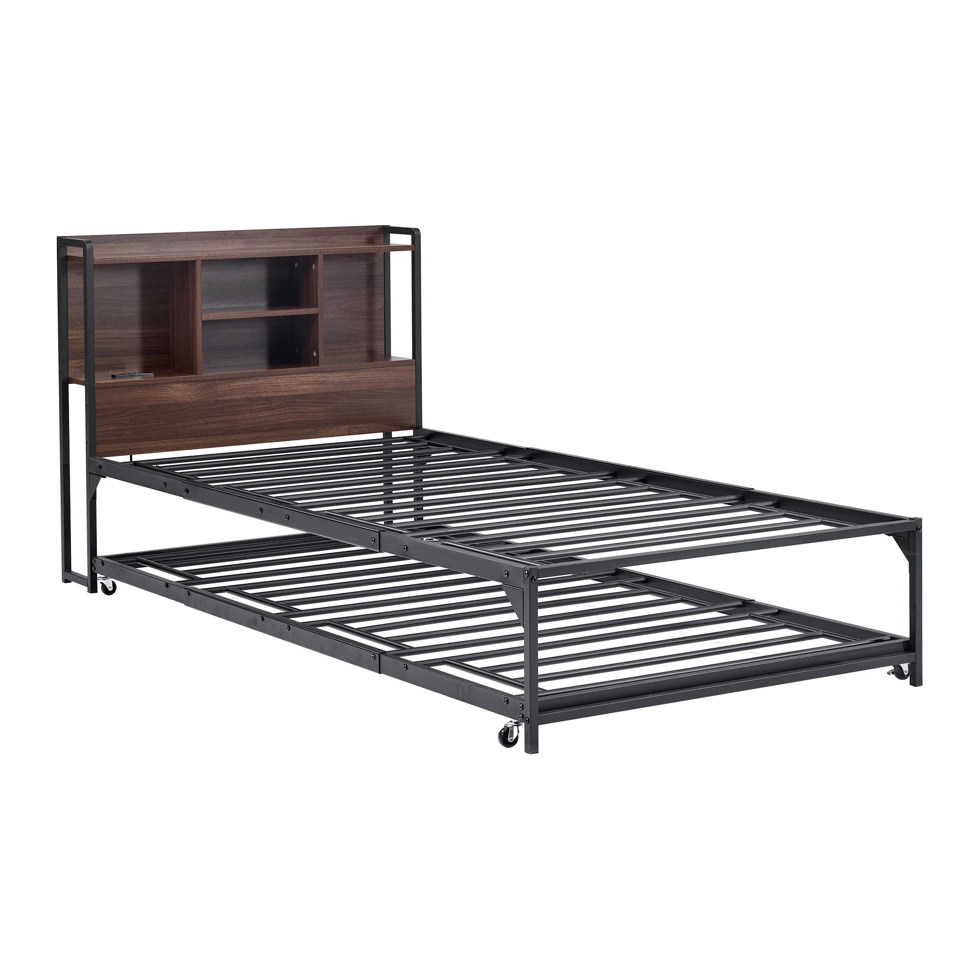 【国内発送&送·料·無·料】【新作】【ブラック】親子ベッド 多段ベッド シングル ベッド コンセント付き 宮棚付き パイプベッド ホワイト ブラック シンプル 木 ウッド調 北欧風 おしゃれ 子供部屋