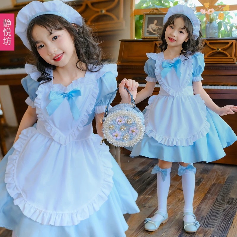 子供用アリスブルーメイド服ロリータドレスハロウィン女の子ステージパフォーマンス衣装外国貿易国境を越えた
