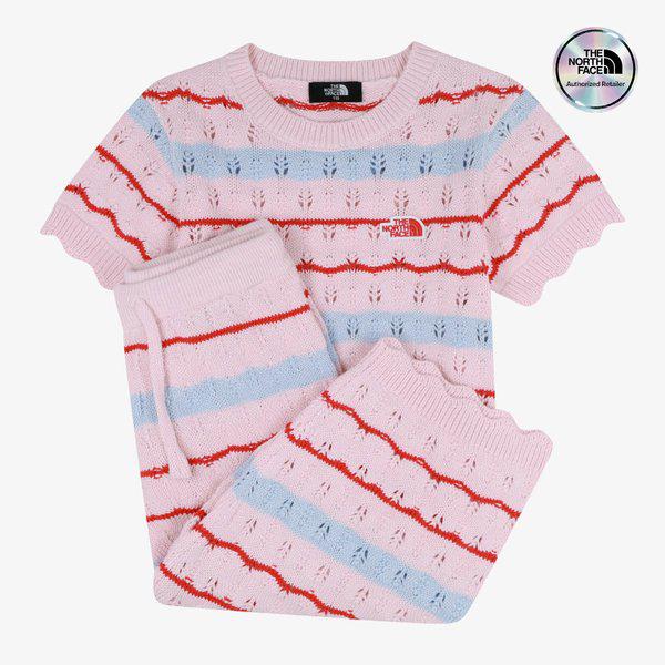 [キッズ公式] NT7US35S ガールズ ストライプ ラウンジ セット SOFT PINK