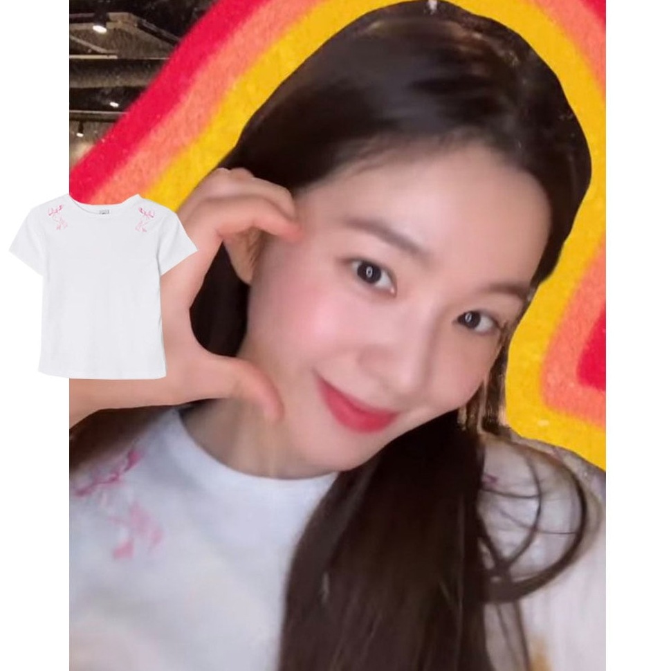 [REDVELVET IRENE/ STAYC SUMIN/ TRIPLES KOTONE 着用!] CRAYON RIBBON SLIM CROP T SHIRT (3COLORS)