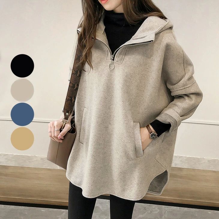 パーカー 長袖 ZIP付き レディース プルオーバー トレーナー カットソー