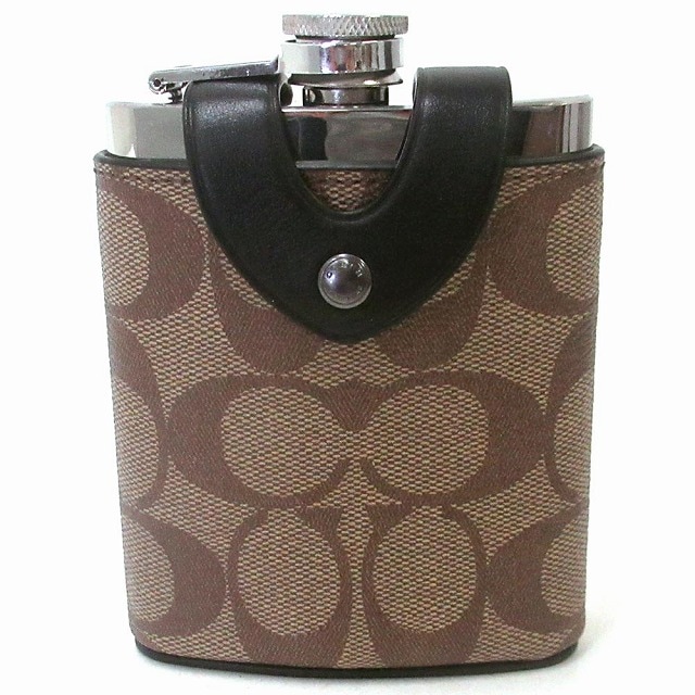 コーチ COACH アウトレット 水筒 キャンバス レザー シグネチャー ウイスキー ボトル ヒップフラスコ スキットル ウォーターボトル CE786