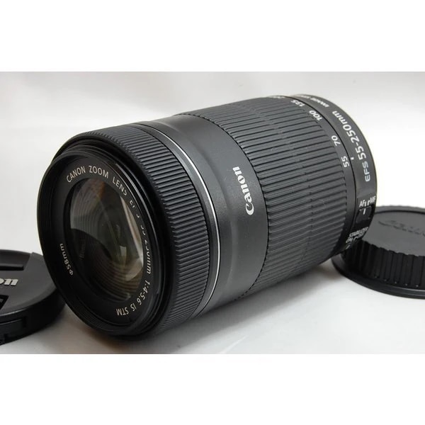 【中古】キヤノン Canon EF-S 55-250mm f/4-5.6 IS STM 美品 EF-Sマウント 望遠ズームレンズ 前後キャップ付き 26,520円